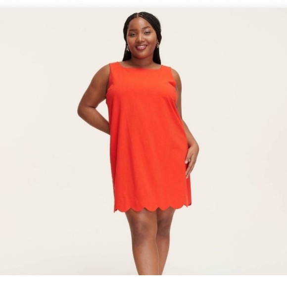 Sleeveless Red Scallop Hem Dress - Picture 1 of 2
